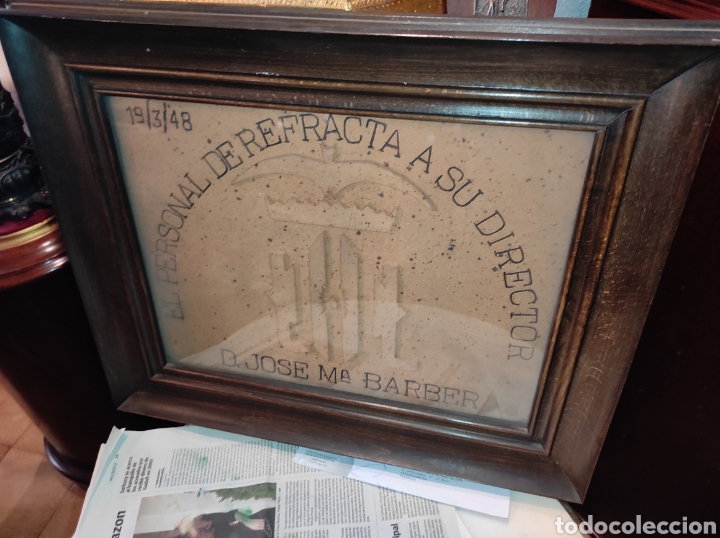 Otros objetos de arte: Cuadro Obsequio del Personal de Refracta a su Director 1948 - Valencia - - Foto 4