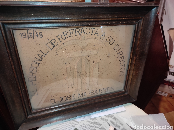 Otros objetos de arte: Cuadro Obsequio del Personal de Refracta a su Director 1948 - Valencia - - Foto 1