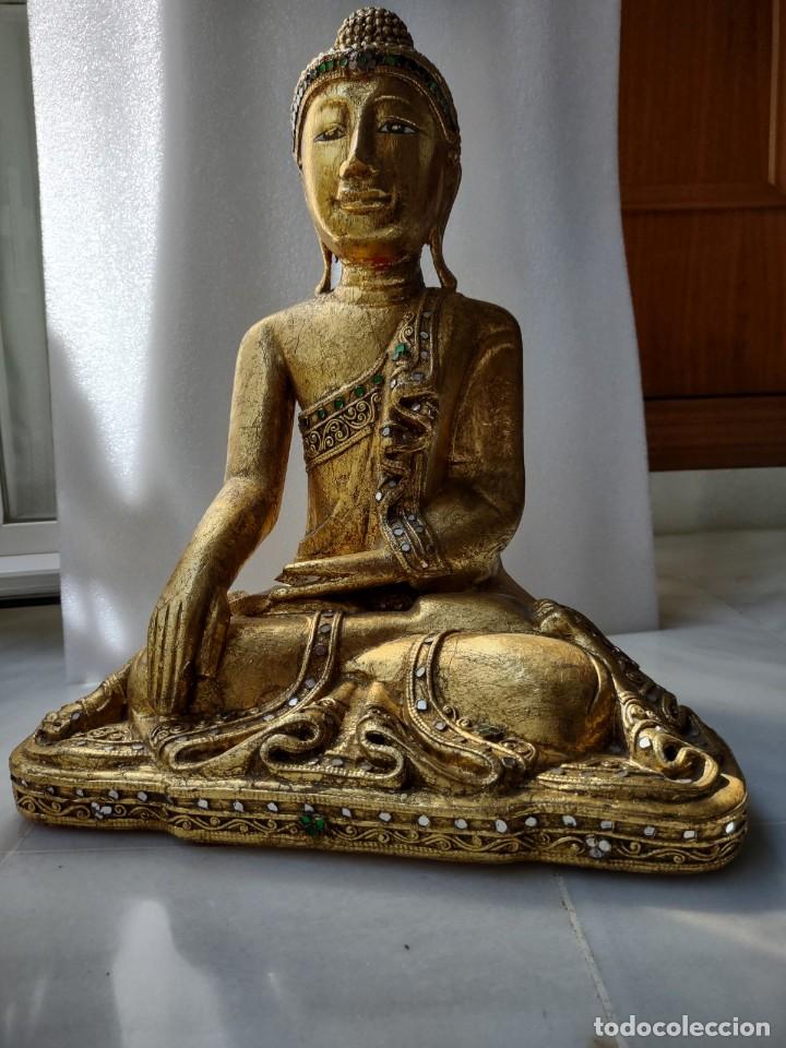 Otros objetos de arte: buda mandalay madera dorada - Foto 8