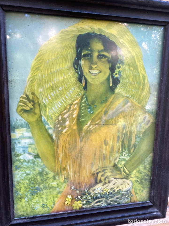 Otros objetos de arte: Cuadro mujer firmado V&Aacute;ZQUEZ - Foto 2