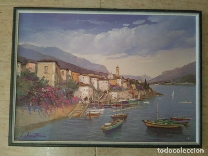 Otros objetos de arte: Cuadro pueblo de costa 73x54 - Foto 1
