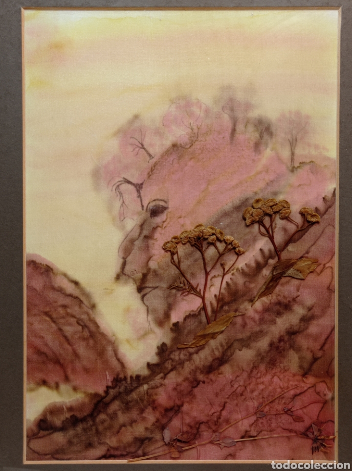 Otros objetos de arte: ORIGINAL BATIK PINTADO EN SEDA CON FLORES SECAS - Foto 2