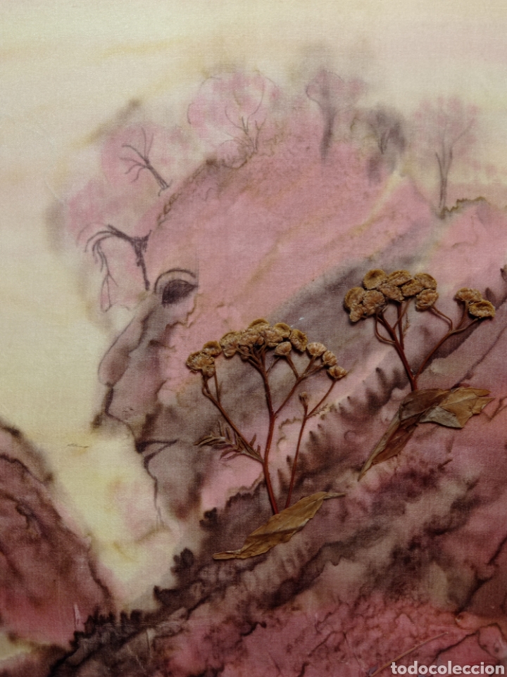 Otros objetos de arte: ORIGINAL BATIK PINTADO EN SEDA CON FLORES SECAS - Foto 3