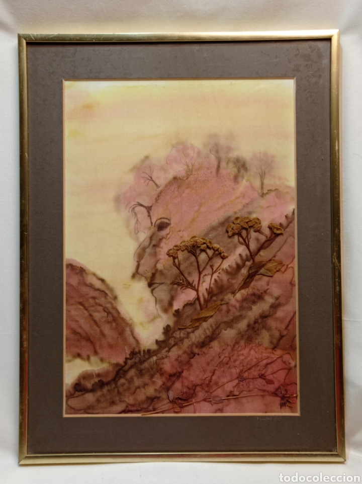 Otros objetos de arte: ORIGINAL BATIK PINTADO EN SEDA CON FLORES SECAS - Foto 1