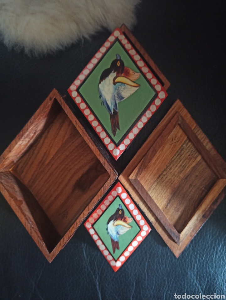 Otros objetos de arte: preciosas cajas de madera (3)pintadas a mano apilables. - Foto 3