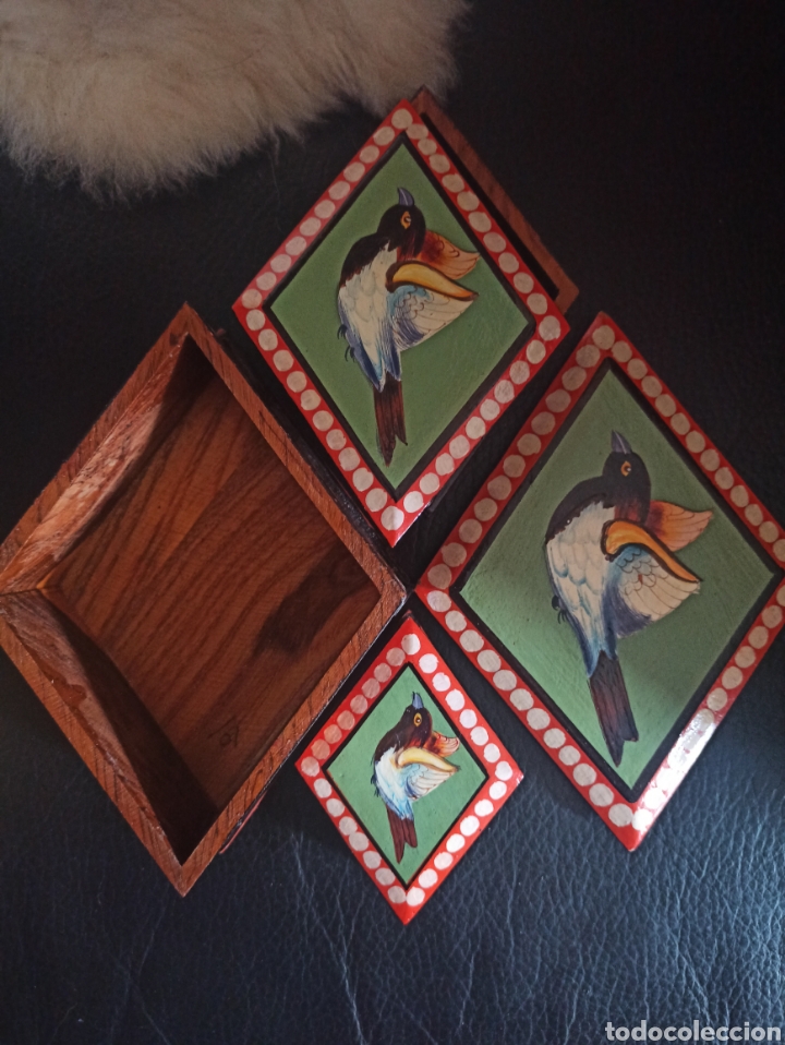 Otros objetos de arte: preciosas cajas de madera (3)pintadas a mano apilables. - Foto 4