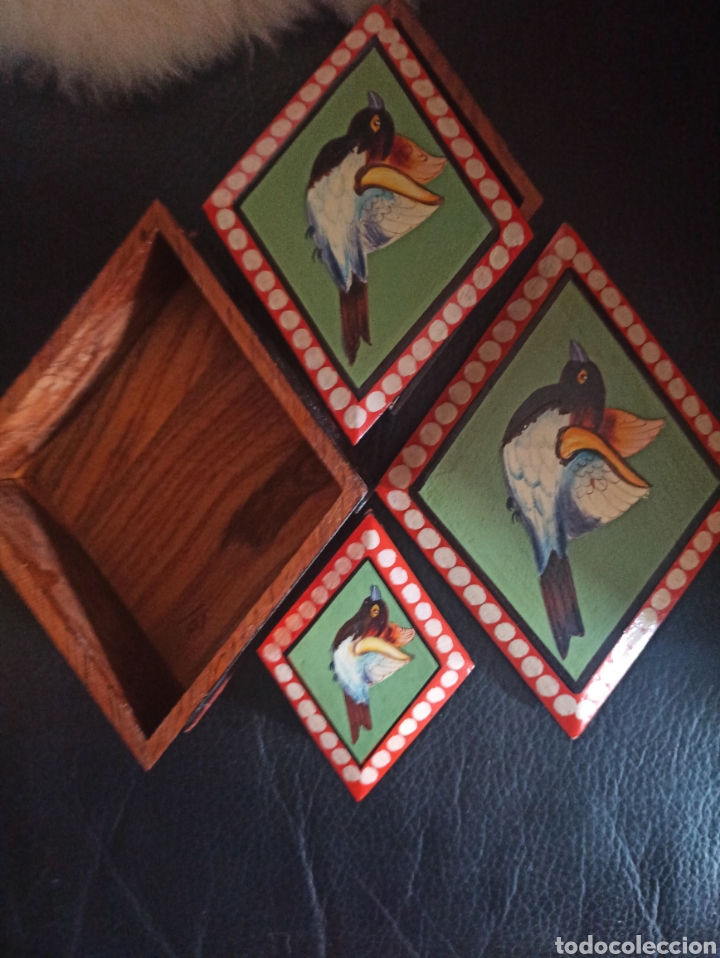 Otros objetos de arte: preciosas cajas de madera (3)pintadas a mano apilables. - Foto 5