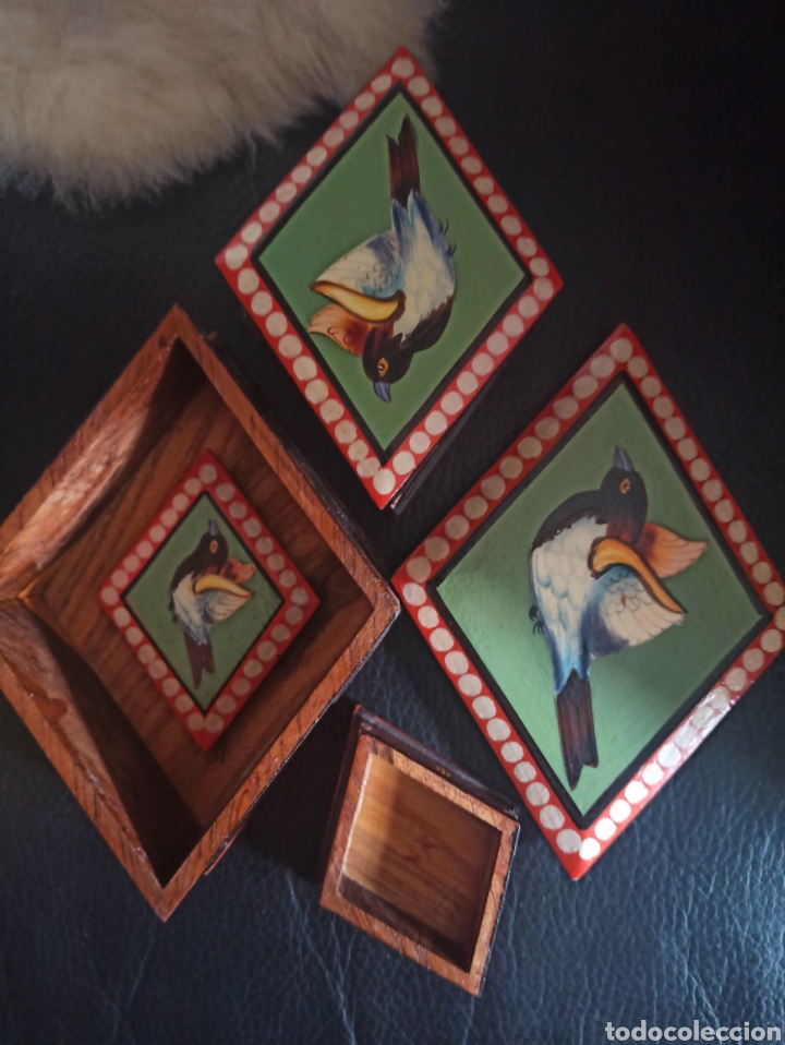 Otros objetos de arte: preciosas cajas de madera (3)pintadas a mano apilables. - Foto 1
