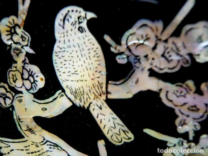 Arte: Pareja de cuadros antiguos - marqueter&iacute;a en madreperla n&aacute;car - tallado y grabado - China firma