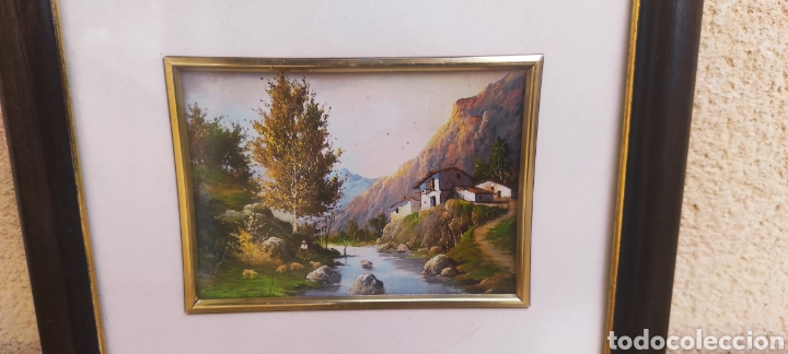 Otros objetos de arte: CUADRO MADERA Y CRISTAL CON PAISAJE Y RIO - Foto 2