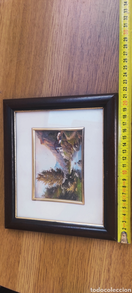 Otros objetos de arte: CUADRO MADERA Y CRISTAL CON PAISAJE Y RIO - Foto 3