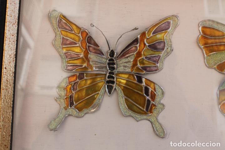 Otros objetos de arte: CUADRO CON TRES MARIPOSAS ESMALTADAS - Foto 2