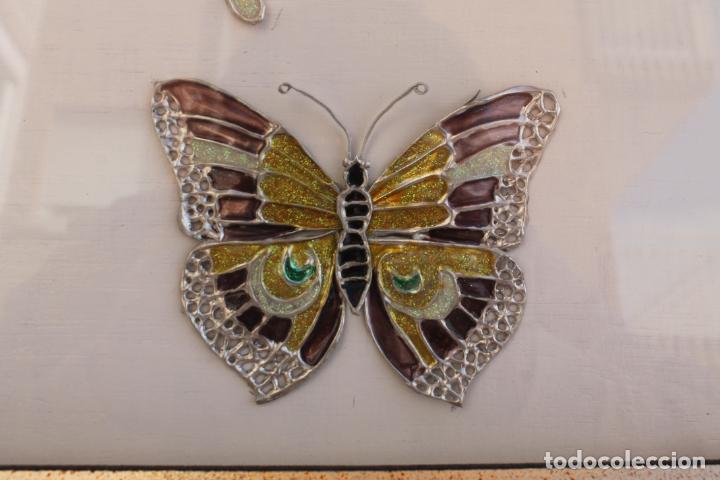 Otros objetos de arte: CUADRO CON TRES MARIPOSAS ESMALTADAS - Foto 4