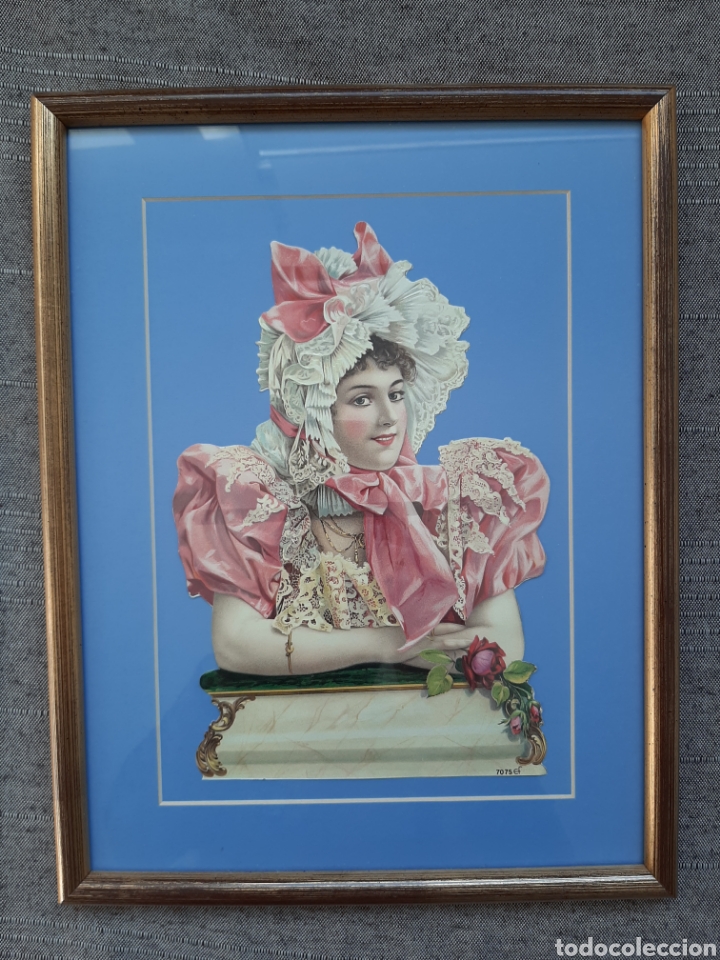Otros objetos de arte: Cuadro con cromo antiguo - Foto 1