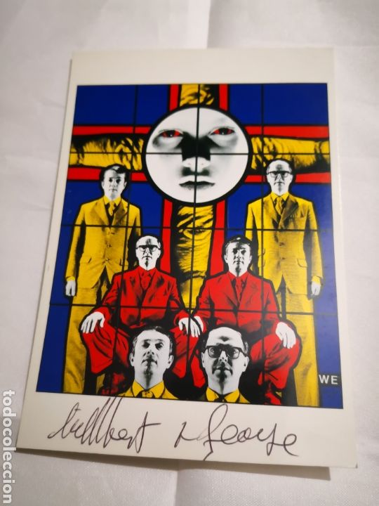 Otros objetos de arte: GILBERT & GEORGE Offset FIRMADA A MANO PERFORMANCE postal firmada a mano - Foto 2