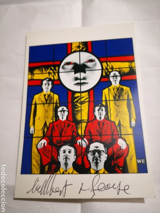 Otros objetos de arte: GILBERT & GEORGE Offset FIRMADA A MANO PERFORMANCE postal firmada a mano - Foto 3