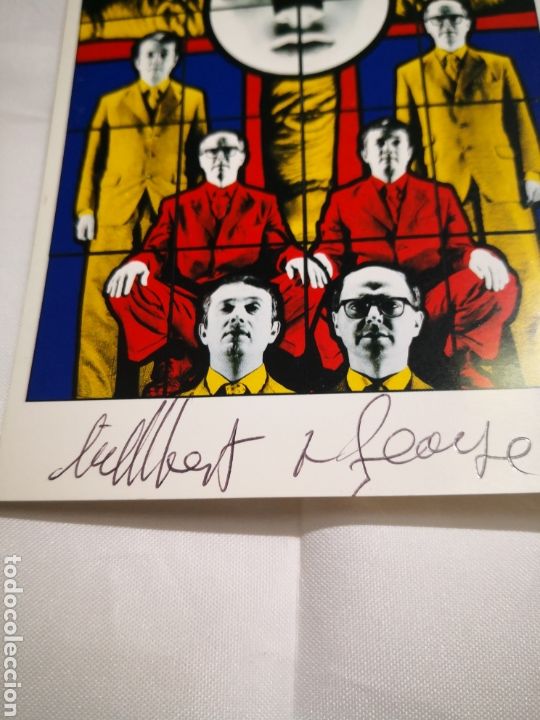 Otros objetos de arte: GILBERT & GEORGE Offset FIRMADA A MANO PERFORMANCE postal firmada a mano - Foto 4