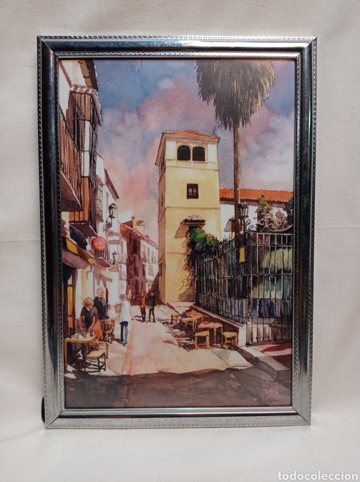 Otros objetos de arte: LAMINA M&Aacute;LAGA ENMARCADA CON CRISTAL - Foto 1