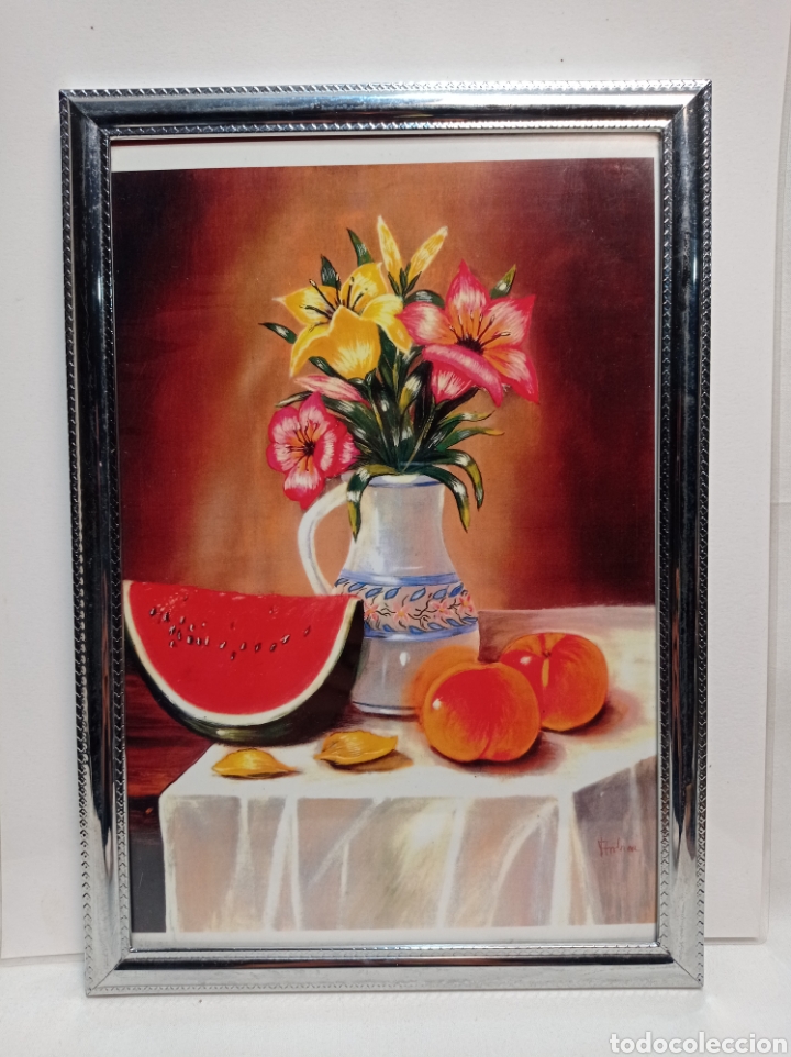 Otros objetos de arte: L&Aacute;MINA BODEG&Oacute;N ENMARCADA CON CRISTAL - Foto 1
