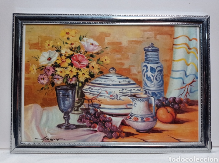Otros objetos de arte: L&Aacute;MINA BODEG&Oacute;N ENMARCADA CON CRISTAL - Foto 1
