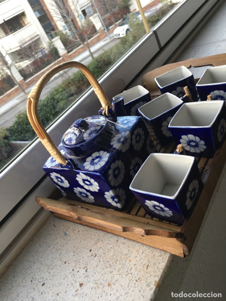 Otros objetos de arte: Juego de t&eacute; con bandeja de bamb&uacute; - Foto 2