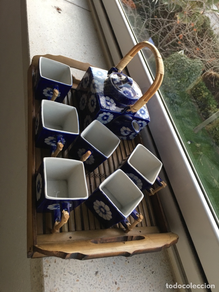 Otros objetos de arte: Juego de t&eacute; con bandeja de bamb&uacute; - Foto 5