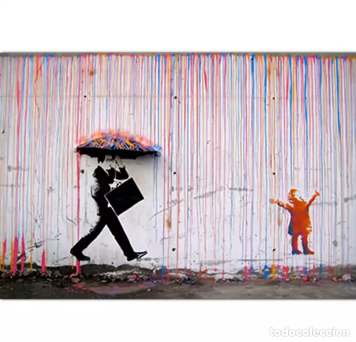 Otros objetos de arte: Lienzo de grafiti Banksy - Foto 1