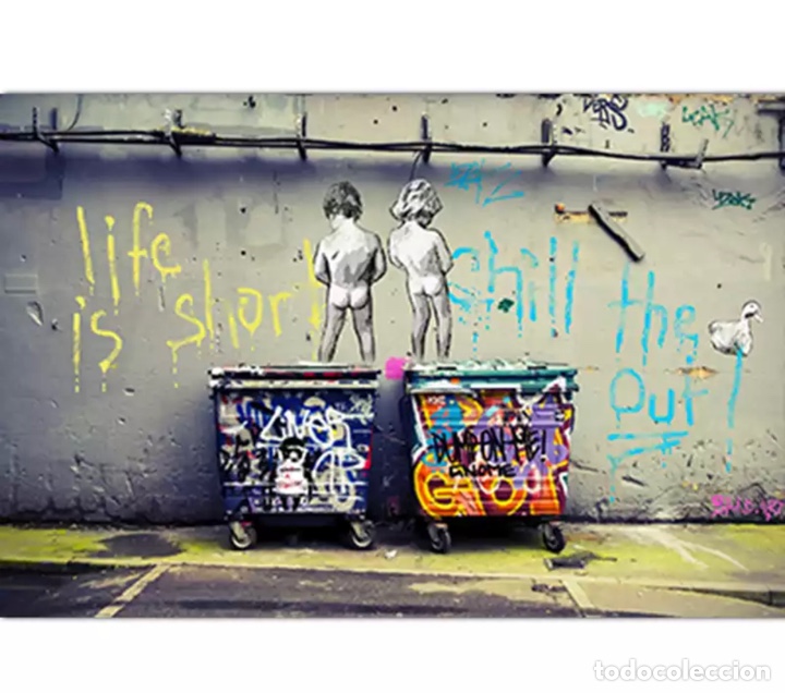 Otros objetos de arte: Lienzo de grafiti Banksy - Foto 1