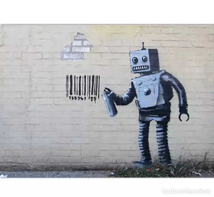 Otros objetos de arte: Lienzo de grafiti Banksy - Foto 1