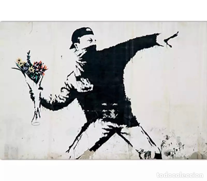 Otros objetos de arte: Lienzo de grafiti Banksy - Foto 1