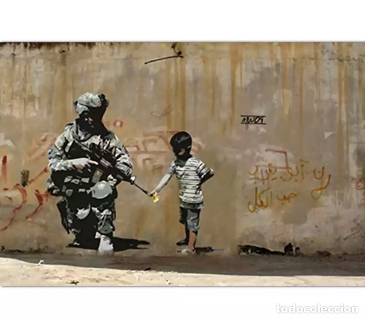 Otros objetos de arte: Lienzo de grafiti Banksy - Foto 1
