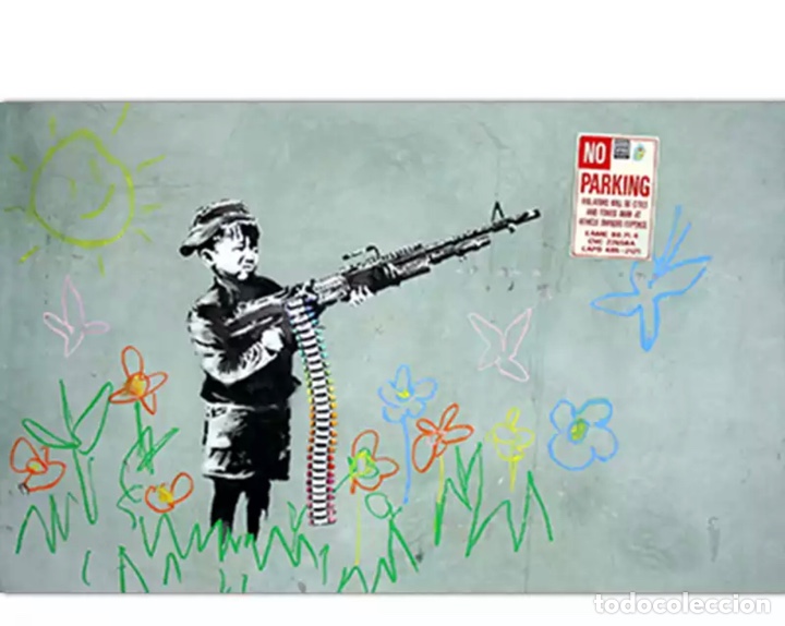 Otros objetos de arte: Lienzo de grafiti Banksy - Foto 1