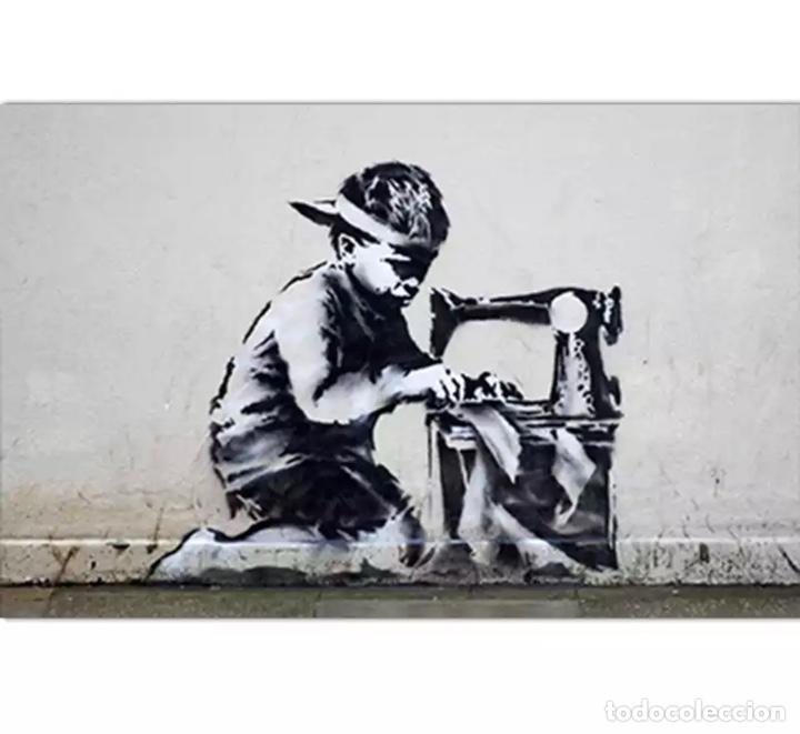 Otros objetos de arte: Lienzo de grafiti Banksy - Foto 1