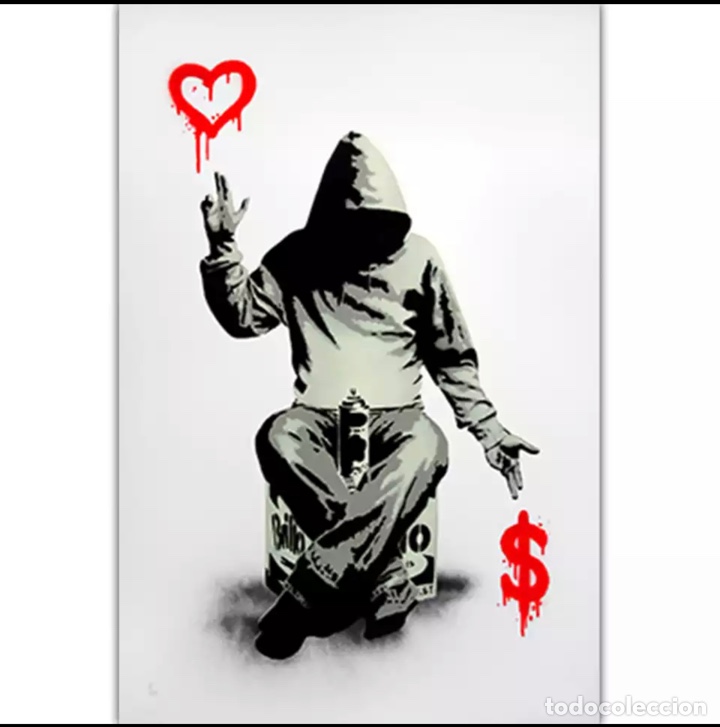 Otros objetos de arte: Lienzo de grafiti Banksy - Foto 1