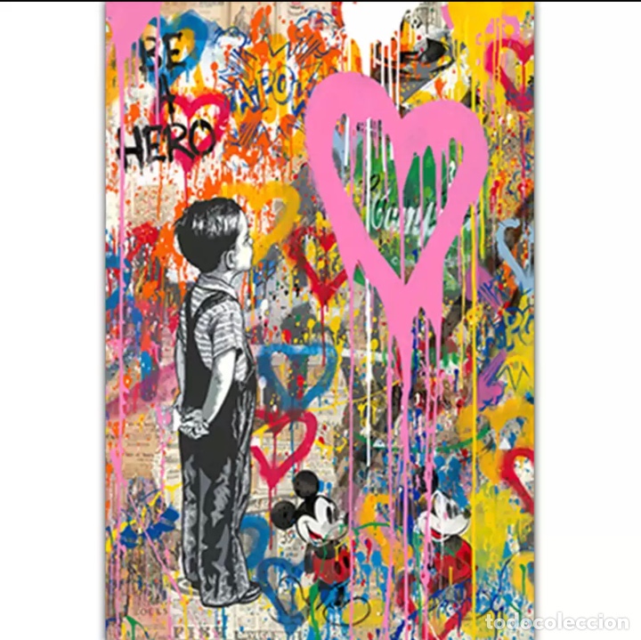 Otros objetos de arte: Lienzo de grafiti Banksy - Foto 1