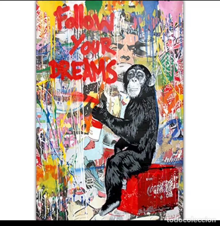 Otros objetos de arte: Lienzo de grafiti Banksy - Foto 1