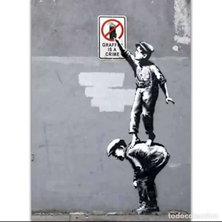 Otros objetos de arte: Lienzo de grafiti Banksy - Foto 1