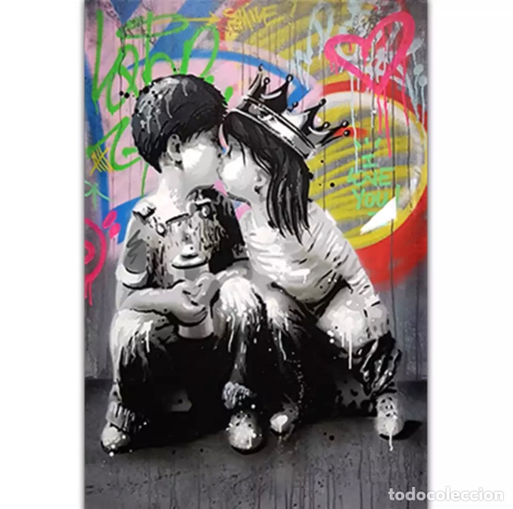 Otros objetos de arte: Lienzo de grafiti Banksy - Foto 1
