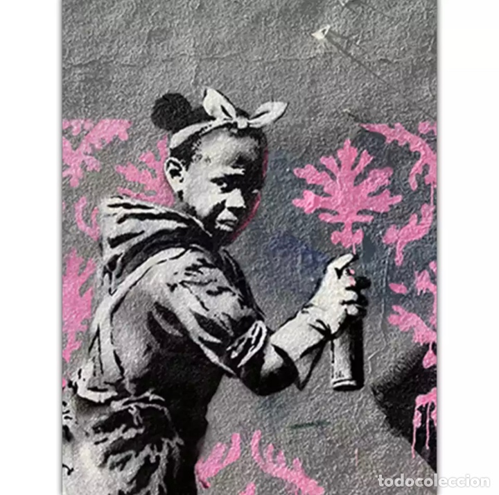 Otros objetos de arte: Lienzo de grafiti Banksy - Foto 1