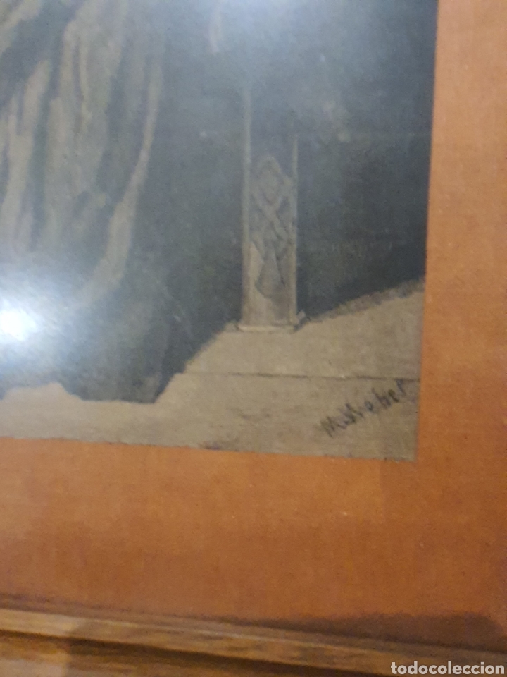 Otros objetos de arte: Antigua l&aacute;mina enmarcada m.weber - Foto 3