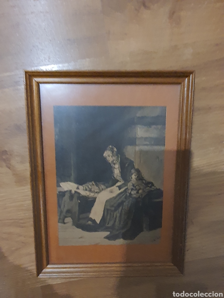 Otros objetos de arte: Antigua l&aacute;mina enmarcada m.weber - Foto 1