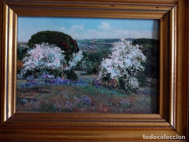 Otros objetos de arte: Cuadro de t&eacute;cnica mixta de almendros en flor. Enmarcado - Foto 2