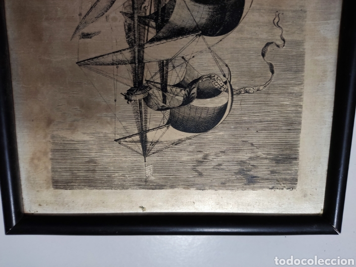 Otros objetos de arte: Marco con l&aacute;mina nav&iacute;o guerra y galera - Foto 2