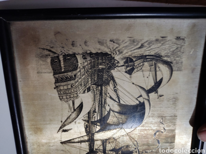 Otros objetos de arte: Marco con l&aacute;mina nav&iacute;o guerra y galera - Foto 5