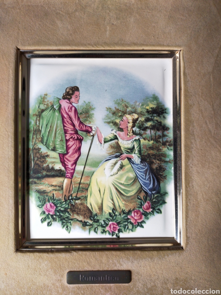 Otros objetos de arte: 2 CUADROS ESMALTE ROMANTICOS - Foto 5