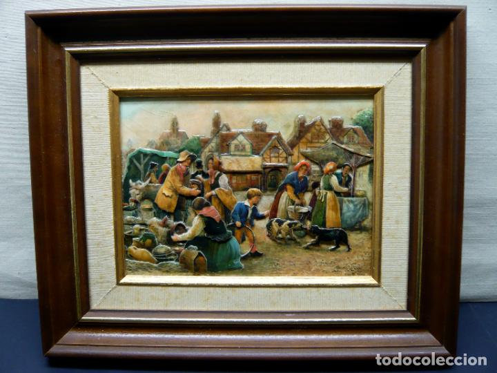 Otros objetos de arte: Cuadro en relieve tridimensional Vtg - Mercado s.XIX - Foto 2