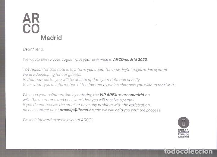 Otros objetos de arte: ARCOmadrid 2020. Tarjeta informativa.15 x 11 cm. - Foto 2