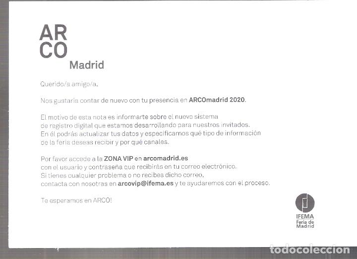Otros objetos de arte: ARCOmadrid 2020. Tarjeta informativa.15 x 11 cm. - Foto 1