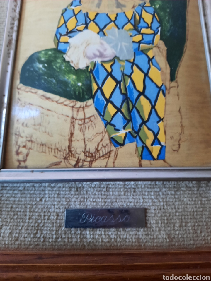 Otros objetos de arte: Cuadro esmalte a fuego Picasso en marc&oacute; de madera. - Foto 3