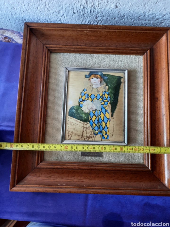 Otros objetos de arte: Cuadro esmalte a fuego Picasso en marc&oacute; de madera. - Foto 4